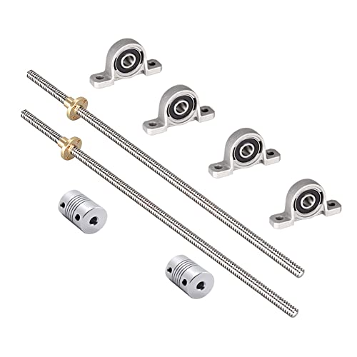 iYueMps 2 Set 600mm T8 Gewindespindel Set, 304 Edelstahl 8mm Gewindestange mit Messingmutter, Vertikaler Stehlager, Flexible Kupplungen für 3D-Drucker und CNC Maschine von iYueMps