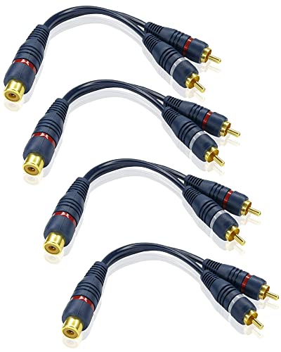 iYueMps Cinch Splitter Kabel Cinch Y Kable 4 Stück 15cm Cinch 1 Buchse auf 2 Stecker Adapter RCA Splitter für Verstärker, Heimkino, Subwoofer von iYueMps