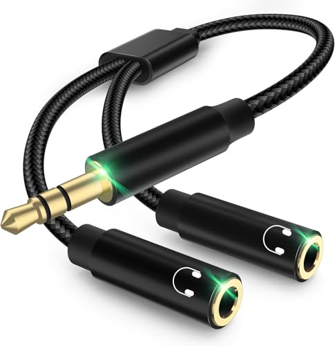 Audio Splitter, Audio Klinke Y Splitter Adapter 3.5mm Stecker auf Buchse Headset Stereo Aux Adapter Splitter Kabel Kopfhörer Doppelstecker für Tablet, Laptop, Samsung, Smartphone, Lautsprecher, PC Audio Splitter, Audio Klinke Y Splitter Adapter 3.5mm Stecker auf Buchse Headset Stereo Aux Adapter Splitter Kabel Kopfhörer Doppelstecker für Tablet, Laptop, Samsung, Smartphone, Lautsprecher, PC von iacgnefeix