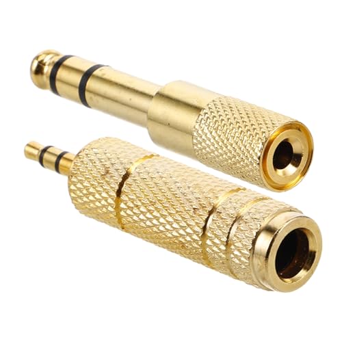 ibasenice 2St Audio-Adapter Kopfhörer Mikrofon Adapter Gitarren Adapter Goldene Audio Adapter Audioverbindung Adapter mikrofon zubehör Klinkenkonverter Kopfhörerkonverter vergoldet Yellow von ibasenice