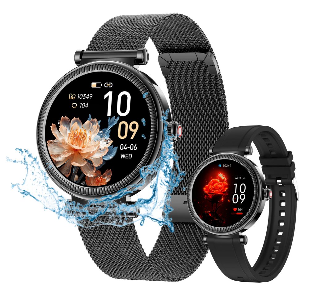 ibettertec Smartwatch, Fitness Tracker uhr mit Anruffunktion für Damen und Herren Smartwatch (Rundes 1.27-Zoll-HD-Full-Touch-Farbdisplay Zoll) Gesundheits-Smartwatch mit Blutsauerstoff, Blutdruckmessung, Herzfrequenz, Schlafqualität, Schrittzähler, Atemtraining, Musiksteuerung und Fernfotografie etc, 24/7 Pulsmesser, IP67 Wasserdicht Sportuhr, für Android IOS von ibettertec