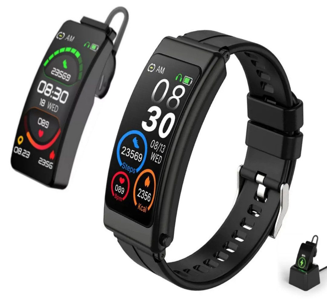 ibettertec Smartwatch,Intelligenter Sprach-Armband, Bluetooth-Kopfhörer Smartwatch Die Smartwatch als Fitness-Tracker kann Musik hören, ist mit Android und iOS kompatibel und verfügt über einen Herzfrequenzmonitor, einen Schrittzähler und einen Schlafmonitor als Fitness-Tracking-Gerät. von ibettertec