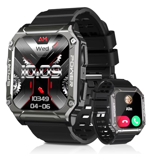 idudu Smartwatch für Herren mit Telefonfunktion 5.0 cm HD Touchscreen Smartwatch Fitness Tracker 130+ Sportmodi IP68 Wasserdicht Armbanduhr mit Schlafmonitor Schrittzähler Nachrichtenerinnerung für von idudu