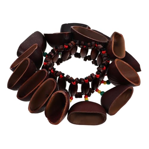 ifundom Afrikanisches Trommel-muschel-armband Afrikanisches Armband Percussion-zubehör Instrumentenzubehör Afrikanische Handpercussion Afrikanische Armbänder Für Frauen Hölzern Light Brown von ifundom