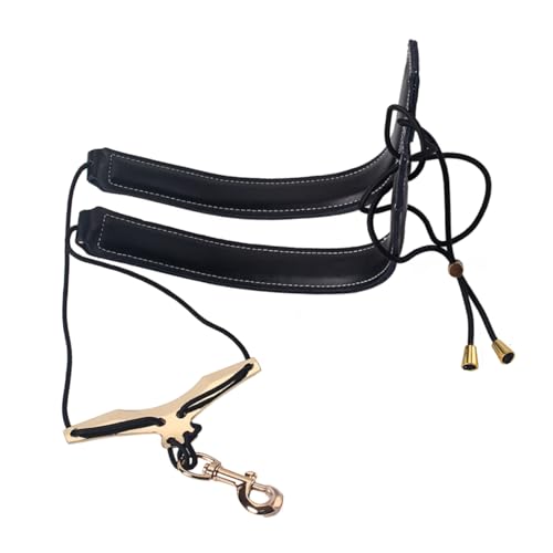 ifundom Halsband für Saxophon Sax Halsband Saxophon-Tenorgurt Haken für Saxophonriemen verstellbarer schultergurt brillenband verstellbar Halsband aus Rindsleder Tragegurt Black von ifundom