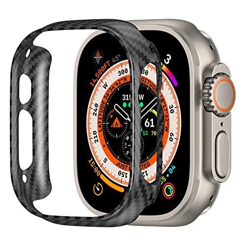 iiteeology Kompatibel mit Apple Watch Ultra 2 Hülle/Ultra Case 49 mm, echtes schlankes Aramid-Kohlefaser-Gehäuse für iWatch Ultra, mattschwarz von iiteeology