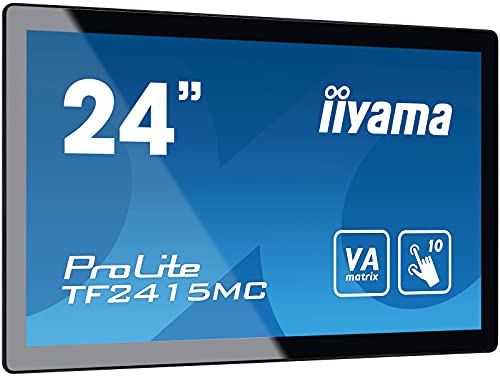 iiyama Prolite TF2415MC-B2 60,5cm 23,8" VA LED-Monitor Full-HD Open Frame 10 Punkt Multitouch kapazitiv VGA HDMI DP IP65 Touch-durch-Glas Ant-Fingerprint schwarz von iiyama