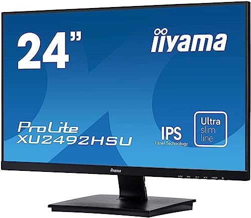 iiyama Prolite XU2492HSU-B1 60,5cm (23,8") IPS LED-Monitor Full-HD (VGA, HDMI, DisplayPort, USB2.0) Ultra-Slim-Line, schwarz von iiyama