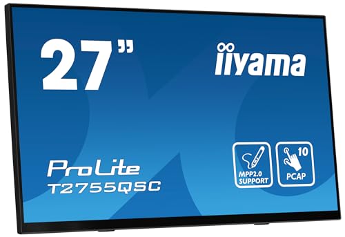 iiyama Prolite T2755QSC-B1 68,6 cm 27" IPS LED-Monitor WQHD 10 Punkt Multitouch kapazitiv HDMI DP Audio-Out USB3.2 7H Anti-Fingerprint schwarz von iiyama