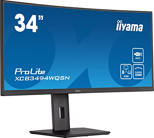 Gebogener PC -Bildschirm - IIYAMA XCB3494WQSN -B5 - 34 UWQHD - VA DAL - 0,4 ms - 120 Hz - HDMI / DisplayPort / USB / KVM / Docki von iiyama