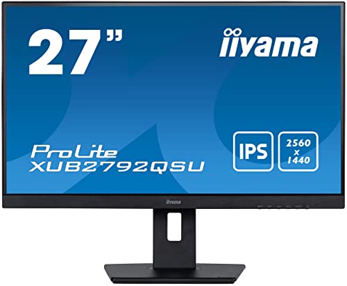 iiyama Prolite XUB2792QSU-B5 68,5cm 27 Zoll IPS LED-Monitor WQHD DVI HDMI DP USB3.0 FreeSync Höhenverstellung Pivot schwarz von iiyama