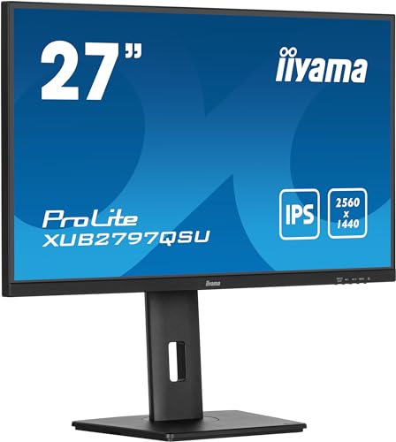 iiyama Prolite XUB2797QSU-B2 68,5cm 27" IPS LED-Monitor WQHD 100Hz HDMI DP USB3.2 Slim-Line Höhenverstellung Pivot AdaptiveSync schwarz von iiyama