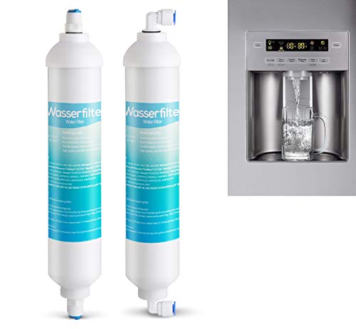 ilauke 2 x Wasserfilter für Samsung Aqua Pure Plus LG AEG Ersatz Externer Kühlschrank Wasser Filter mit 4X 1/4" Universal Anschlussset von ilauke