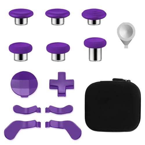 13 in 1 Metal Thumbsticks for Xbox Elite Controller Series 2 Zubeh?r, Ersatz Magnetische Tasten Kit enth?lt 6 Metallbeschichtung Joysticks, 4 Paddles, 2 D-Pads, 2 Justierwerkzeug (lila) von inRobert