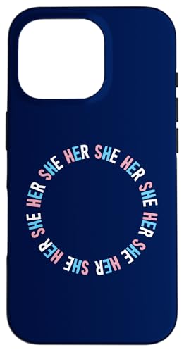 Hülle für iPhone 16 Pro SHE / HER trans LGBTQI Pronomen trans pride Farben von incurablehippie