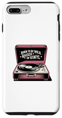 Hülle für iPhone 7 Plus/8 Plus Born Wild Raised auf Vinyl-Plattenspieler im Retro-Look von inyl Vibes & Classic Rock Apparel