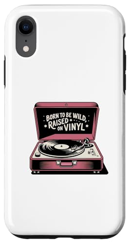 Hülle für iPhone XR Born Wild Raised auf Vinyl-Plattenspieler im Retro-Look von inyl Vibes & Classic Rock Apparel