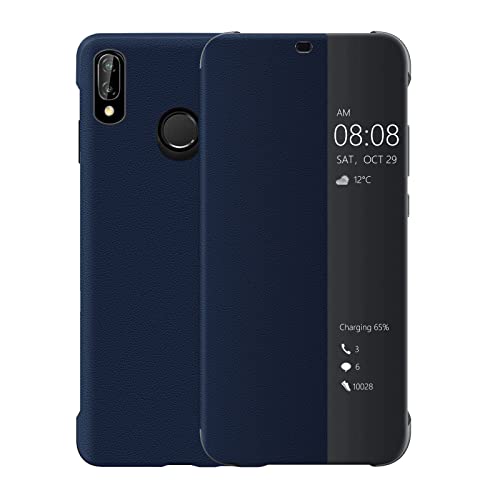 Huawei P20 Lite Hülle, Luxus PU Leder Handyhülle, Smart View Flip Cover Schutzhülle [Energiesparmodus Bieten][Umfassender Schutz](P20lite,Blau) von iophi