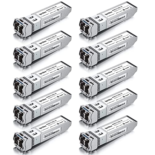 ipolex 10G SFP+ Singlemode LC Transceiver, 10GBase-LR Mini GBIC Modul Kompatibel mit Cisco SFP-10G-LR, Ubiquiti UF-SM-10G, Meraki MA-SFP-10GB-LR, Mikrotik, Netgear etc. (SMF, 1310-nm, 10 km) 10-Pack. von ipolex