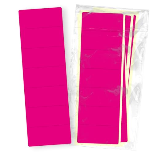 itenga 50x Ordneretiketten BREIT Ordnerrückenschild für BREITE Ordner vollflächig farbig I Ordnerschild selbstklebend aus Haftpapier 6x19cm (pink) von itenga