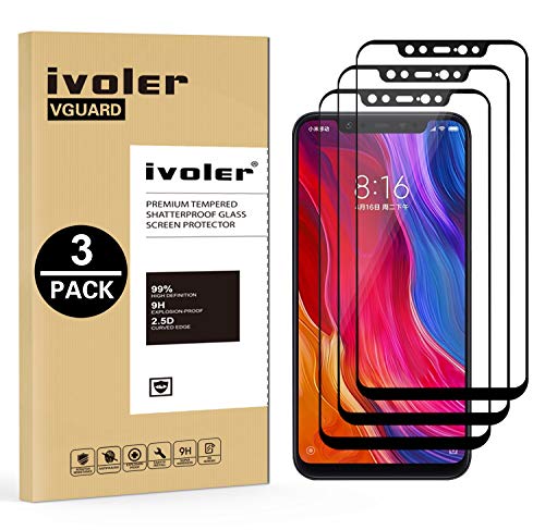 ivoler [3 Stücke] Schutzfolie für Xiaomi Mi 8 / Xiaomi Mi 8 Pro, [Volle Bedeckung] Schutzglas Folie Hartglas Gehärtetem Glas von ivoler