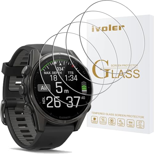 ivoler 4 Stück Schutzglas Schutzfolie für Garmin Fenix 8 43mm (Amoled) (Nicht für Garmin Fenix 8 47mm und 51mm), 9H Härte Schutz Glas, HD Klar Displayschutzfolie, Anti-Kratz Folie, Anti-Bläschen von ivoler