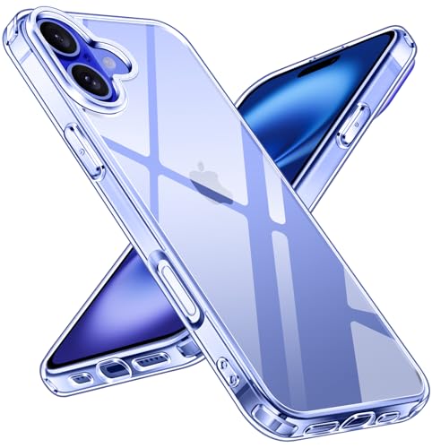 ivoler Nie Vergilbung Klar Hülle für iPhone 16, Militärstandard Stoßfest Transparent Schutzhülle Kratzfest Rückseite Handyhülle Dünn Durchsichtige Case Cover von ivoler