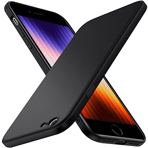 ivoler Silikon Hülle für iPhone SE 3 2022 / iPhone SE 2 2020 / iPhone 8 / iPhone 7 4.7 Zoll mit Kameraschutz, Ultra Dünne Weiche Stoßfest Schutzhülle Case Flexible TPU Matte Schwarz Handyhülle Cover von ivoler