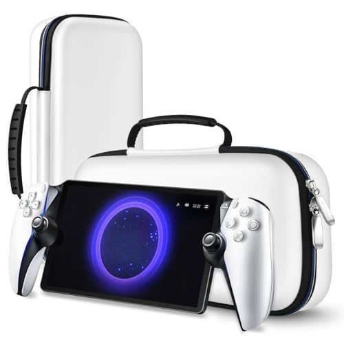 ivoler Tasche Kompatibel mit Playstation Portal Remote Player, Deluxe Harte Tragetasche Hülle Case mit schützender Aufbewahrungstasche aus Netzstoff für Playstation Portal [Anti-Drop] -Weiß von ivoler