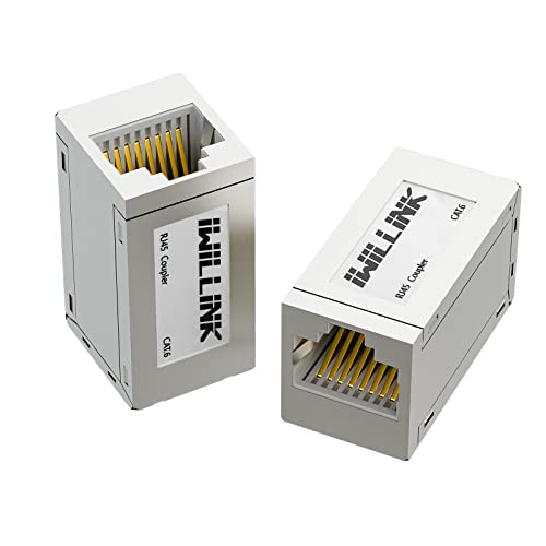 Iwillink RJ45 Inline-Koppler, Metallgehäuse, Ethernet-Kupplung für Cat5e/Cat6 Ethernet-Kabel, Extender-Stecker weiblich auf weiblich, Mini-Typ, silberfarben, 10 Stück von iwillink
