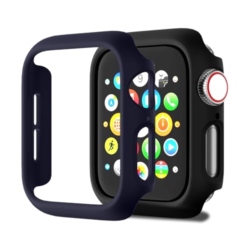 Jaroco Stoßstangen-Schutzhülle für Apple Watch Serie 10, 42 mm, stoßfest, dünn, für iWatch S10, Zubehör, 42 mm, Schwarz/Blau, 2 Stück von jaroco