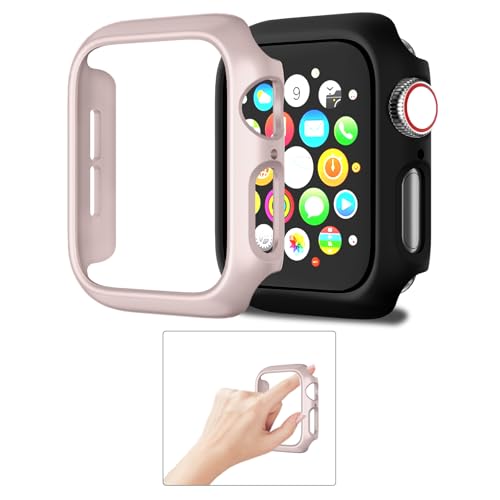 Jaroco Stoßstangen-Schutzhülle für Apple Watch Serie 10, 46 mm, stoßfest, dünn, für iWatch S10, Zubehör, 46 mm, Schwarz/Rosa, 2 Stück von jaroco