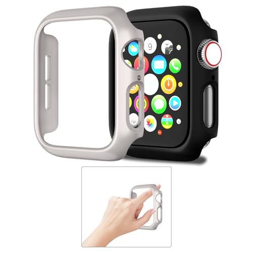 Jaroco Stoßstangen-Schutzhülle für Apple Watch Serie 10, 46 mm, stoßfest, dünn, für iWatch S10, Zubehör, 46 mm, Schwarz/Sternenlicht, 2 Stück von jaroco