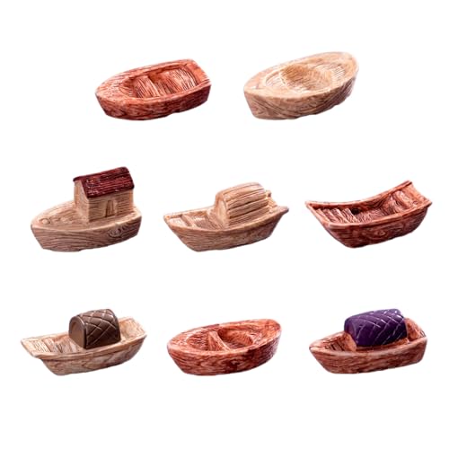 jdstty 8 Stück Miniaturboote Sammlung Ornamente Harze Jiangnan Styles Boote Modell Für Bücherregal Und Wohnzimmerverschönerung von jdstty