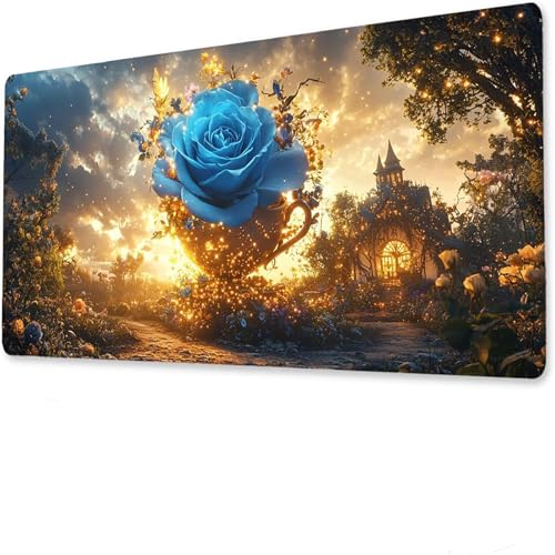 Blume Mauspad, Große Schloss Schreibtisch Matte, Gaming Mousepad XXL 600x300x5mm, Anime Gaming Tastatur Matte, rutschfeste gummibasis, Wasserdicht deskmat, Geeignet für den Heim- Bürogebrauch W-1 von jeihenhg