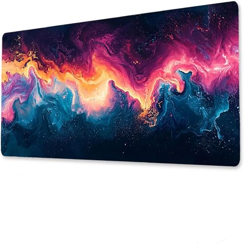 Gaming Mauspad XXL, Mousepad 1000x500x3mm, Buntschreibtisch unterlage groß, Mit Nähten, rutschfeste Gummibasis, Wasserdicht und langlebig Tastatur unterlage Linie, Geeignet für das Homeoffice. S-6 von jeihenhg