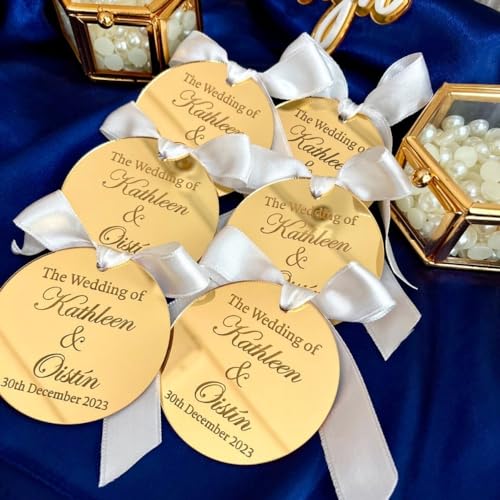 Personalisierbare Acryl-Spiegel-Etiketten, individuelle Partygeschenke, personalisierte Acryl-Spiegelanhänger für die Taufe, individuelle Hochzeitsspiegel-Tags mit Löchern, Hochzeitsgeschenke, von jfs