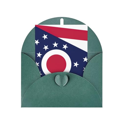 Ohio State Flag doppelseitige Urlaubs-Grußkarte mit Perleffekt, Dankeskarte, Valentinstag-Grußkarte von jingong