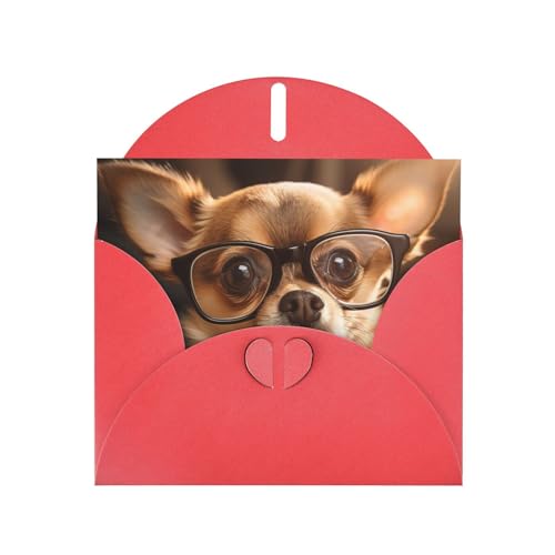 jingong Grußkarten-Set mit Chihuahua-Hundebrille-Druck, festliches Grußkarten-Set, 10 x 15 cm, blanko, für alle Anlässe von jingong