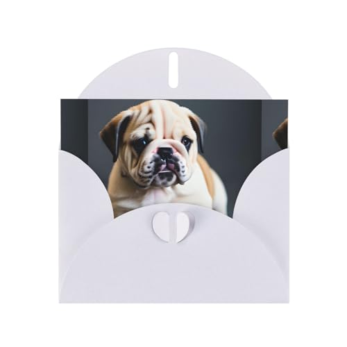 jingong Grußkarten-Set mit süßem Bulldoggenwelpe, 1 Druck, festliches Grußkarten-Set, 10 x 15 cm, blanko, für alle Anlässe von jingong