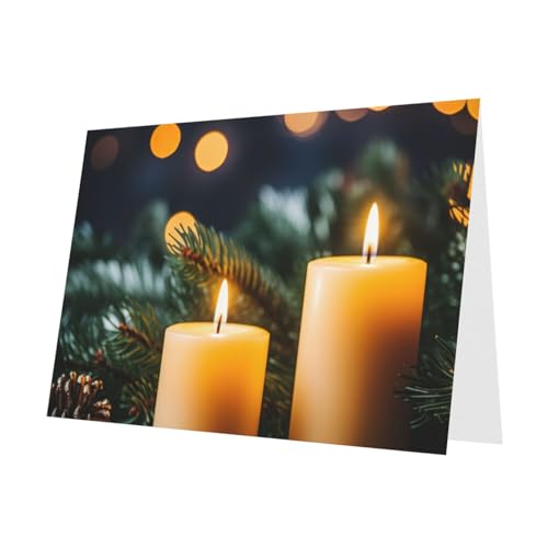 jingong Weihnachtsbäume Kerzen Druck Dankeskarte Festliches Grußkarten-Set 10 x 15 cm Blanko-Notizkarten für alle Anlässe von jingong