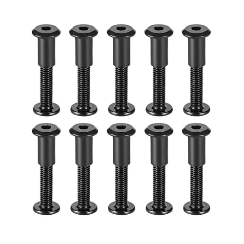 10 Sets M6-Schraubpfosten, passend for 5/16 Zoll (8 mm) Lochdurchmesser 16 mm–50 mm, Verbindungselemente for Küchenmöbel, Schränke(Black M6x25mm) von jiuxinyun