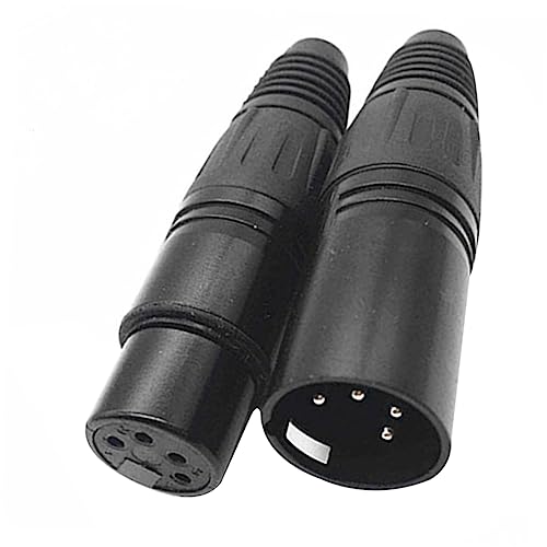 jojofuny 2st 4-adriger XLR-Kopf Connectix Audiokabelstecker XLR-stecker Lötmikrofon-leitungsstecker Kabelverbinder XLR-audiobuchse Mikrofon-line-stecker Lötanschluss Adapter Plastik Black von jojofuny