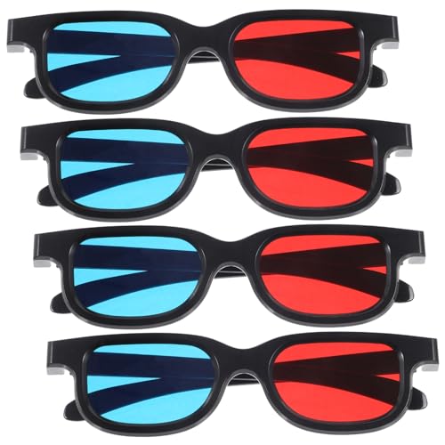 jojofuny 4 Stück 3D-Brille 3D-filmbrille Für Filme Rote Und Blaue Brille 3D-sichtbrille 3D-filmbrille Für Filmprojektor 3D-filmbrille Für Erwachsene 3D-filmbrille Für Party Plastik von jojofuny