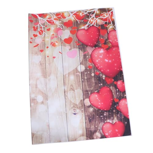 jojofuny Fotografie Hintergrundtuch Wandteppich Liebe Herz Hintergrund Valentinstag-Party-Banner-Dekoration Blumenwand Hintergrund Fotohintergrund Aus Holzbrettern Wandteppiche Vinyl von jojofuny