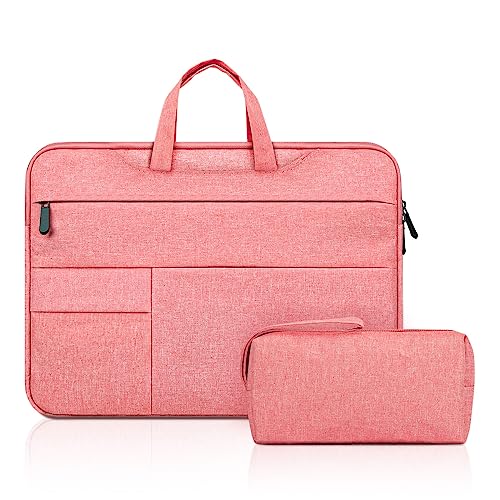 jooeer 15,6 Zoll Laptophülle Tasche Wasserdicht PC Schutzhülle für Chromebook Notebook 15,6" MacBook Pro M3/M2/M1 2023-2019 16", Stoßfest Case mit Griff Zubehörtasche, Rosa von jooeer