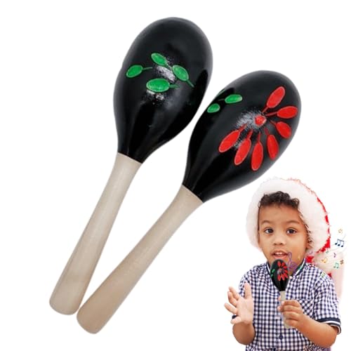 jopiuieo Baby-Maracas, Maracas für Babys | 2X Maracas Handpercussion-Rasseln aus Holz | Vorschul-Musikinstrumente, Krachmacher, Baby-Shaker-Spielzeug für, Mädchen, Kinder, Erwachsene, von jopiuieo