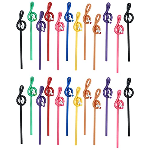 jumbans 24Pcs Studenten Note Bleistifte Musiknoten Bleistifte mit Radiergummi Bunte Musik Bleistifte Holz Notenschlüssel Gebogen Bleistift von jumbans