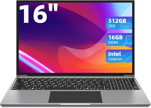 Jumper Laptops 16 Inch FHD, 16GB RAM 512GB SSD, Celeron Notebook, up to 2.9GHz, 1920 x 1200 IPS, 2.4G + 5G WiFi, USB 3.0 ×2, Bluetooth 4.0, 2023 von jumper