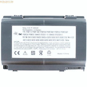 k.A. Akku für Asus Lifebook E8250 Li-Ion 14,4 Volt 4400 mAh schwarz von k.A.